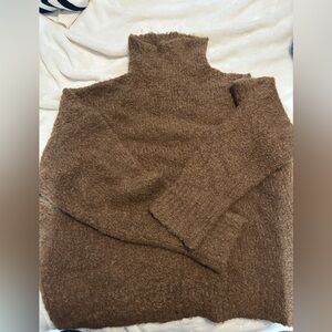 Jcrew brown boucle turtleneck sweater size large